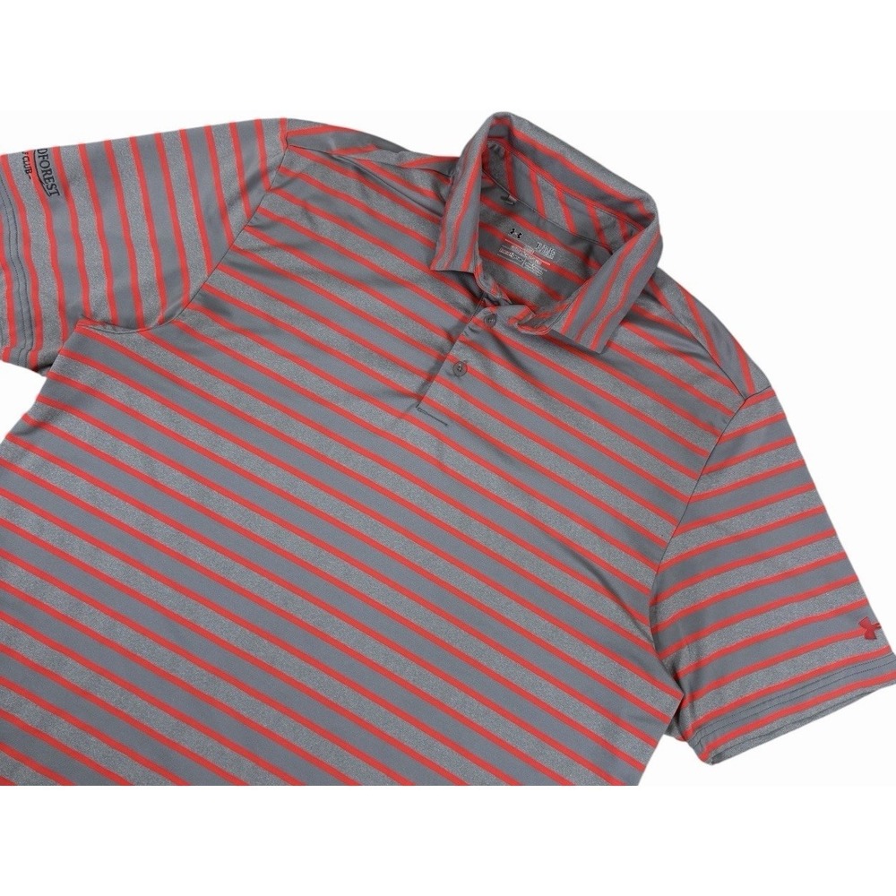 Under Armour HeatGear Striped Golf Polo Woodforest Golf Club Men's XL